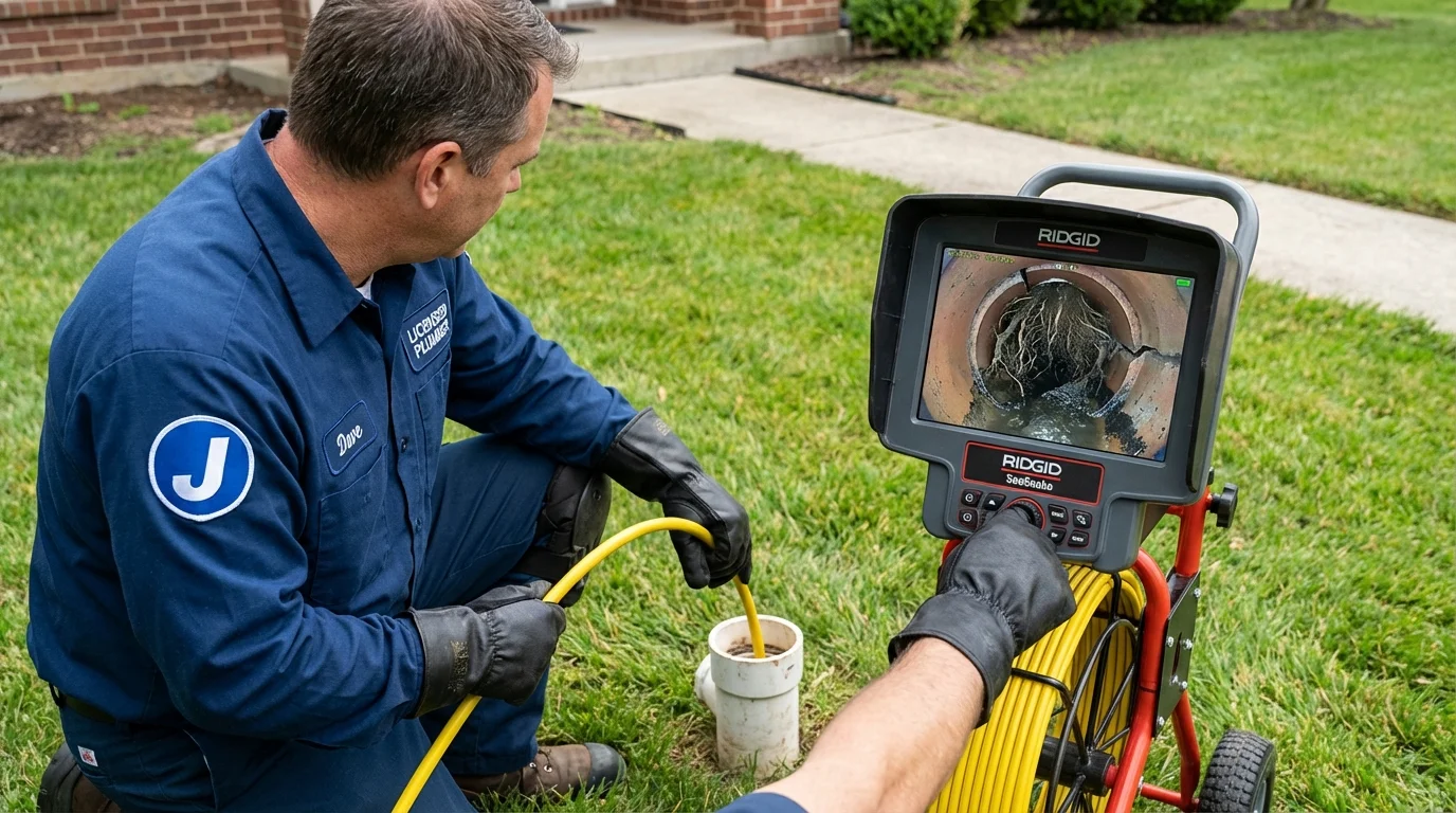 Sewer camera inspection being performed by Johns Plumbing LLC in Madisonville