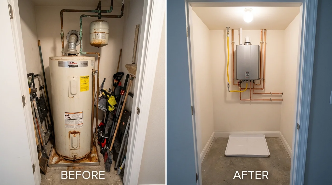 Tank water heater versus wall-mounted tankless unit comparison for Madisonville, TN homeowners